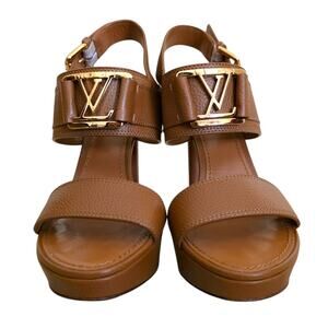 Louis Vuitton Horizon Brown Leather Slingback Platform Sandals IT 36.5 US 6.5